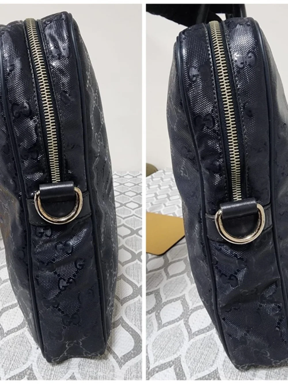 Authentic Gucci GG Imprimé Briefcase/Laptop Bag Navy Blue
